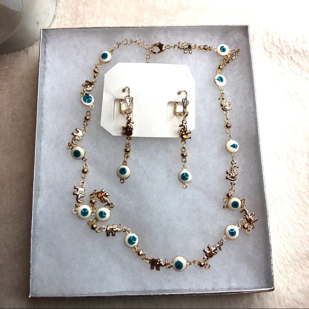 Evil Eye & Elephants Choker Necklace